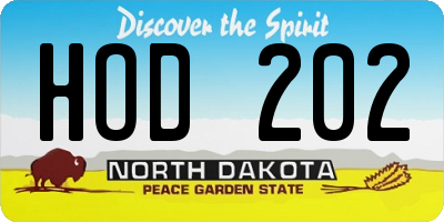 ND license plate HOD202