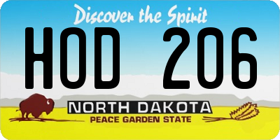 ND license plate HOD206