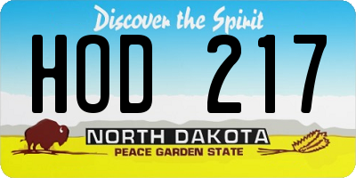 ND license plate HOD217