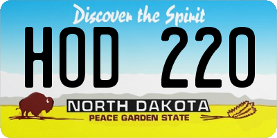 ND license plate HOD220