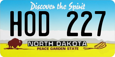 ND license plate HOD227