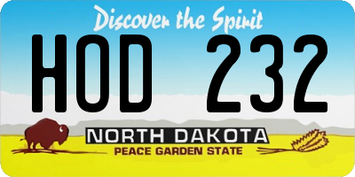 ND license plate HOD232