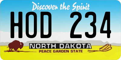 ND license plate HOD234
