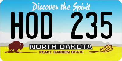 ND license plate HOD235