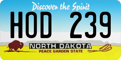 ND license plate HOD239