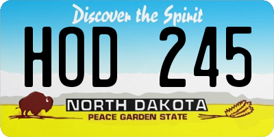 ND license plate HOD245