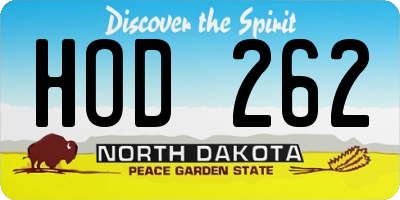 ND license plate HOD262