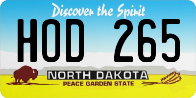 ND license plate HOD265