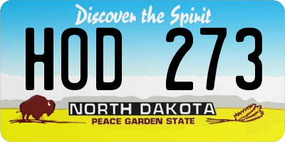 ND license plate HOD273