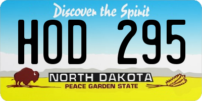 ND license plate HOD295