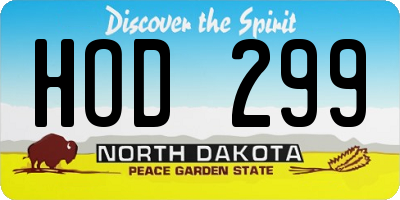 ND license plate HOD299