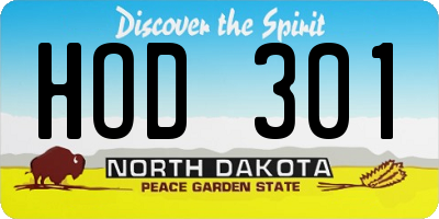 ND license plate HOD301