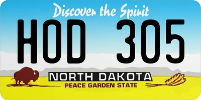 ND license plate HOD305