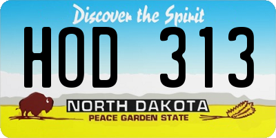 ND license plate HOD313