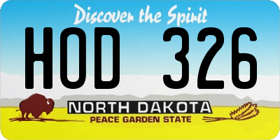 ND license plate HOD326