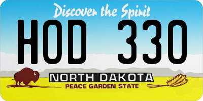 ND license plate HOD330