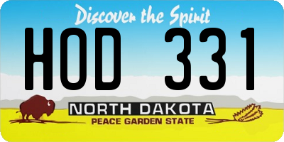 ND license plate HOD331