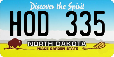 ND license plate HOD335