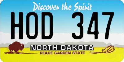 ND license plate HOD347