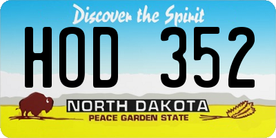 ND license plate HOD352