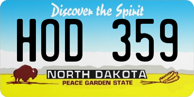 ND license plate HOD359