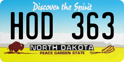 ND license plate HOD363