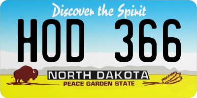 ND license plate HOD366