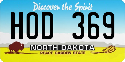 ND license plate HOD369