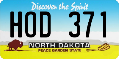 ND license plate HOD371