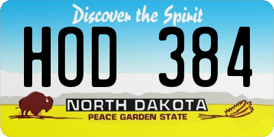 ND license plate HOD384