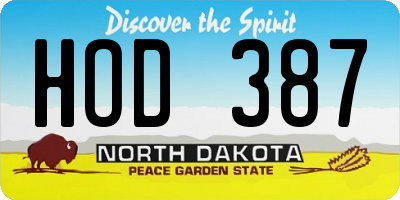 ND license plate HOD387
