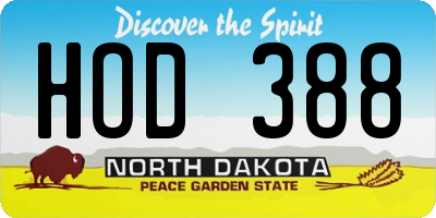 ND license plate HOD388