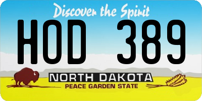 ND license plate HOD389