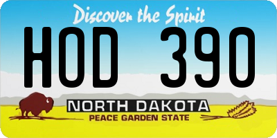 ND license plate HOD390