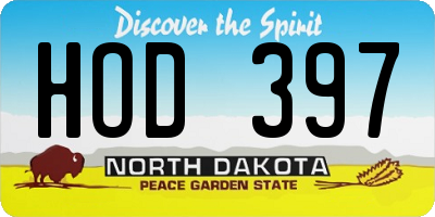 ND license plate HOD397