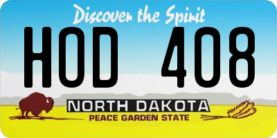 ND license plate HOD408