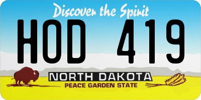 ND license plate HOD419