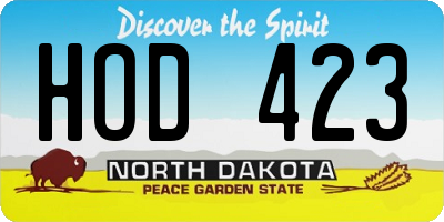 ND license plate HOD423