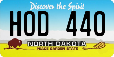 ND license plate HOD440