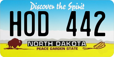 ND license plate HOD442