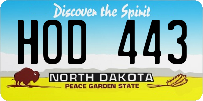 ND license plate HOD443