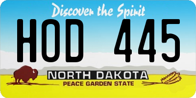 ND license plate HOD445