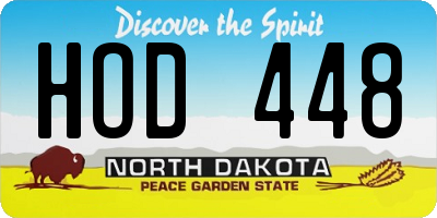 ND license plate HOD448