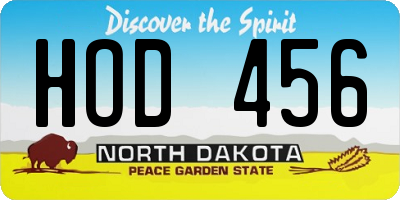 ND license plate HOD456