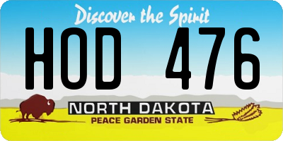 ND license plate HOD476