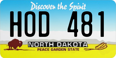 ND license plate HOD481