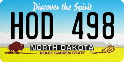 ND license plate HOD498