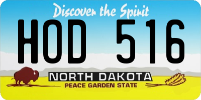 ND license plate HOD516