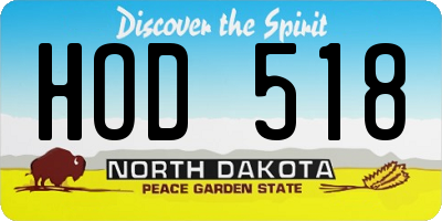 ND license plate HOD518