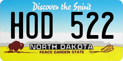 ND license plate HOD522
